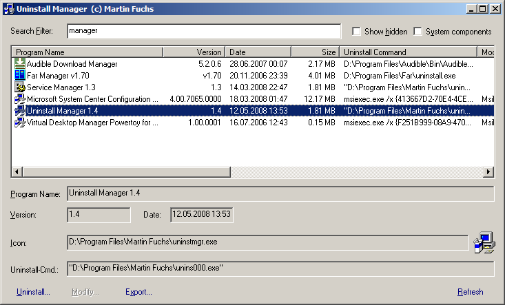 Uninstall Manager